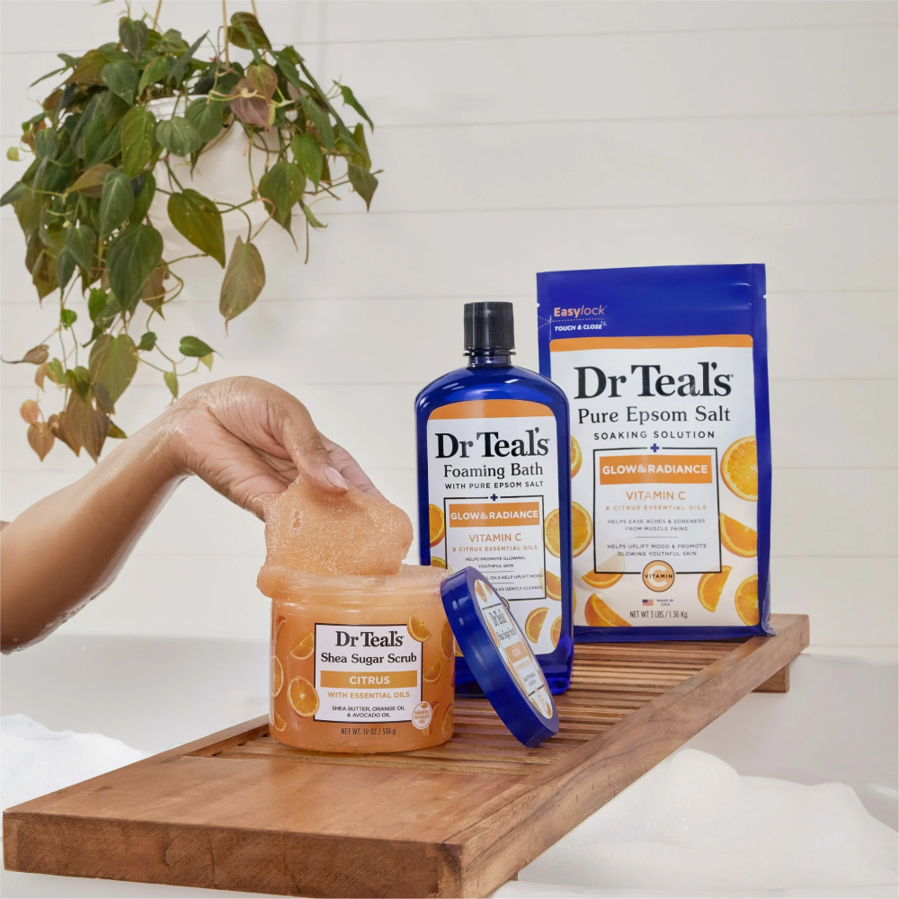 Dr Teal’s Shea Sugar Body Scrub – Citrus with Essential Oils & Vitamin C (19 oz)